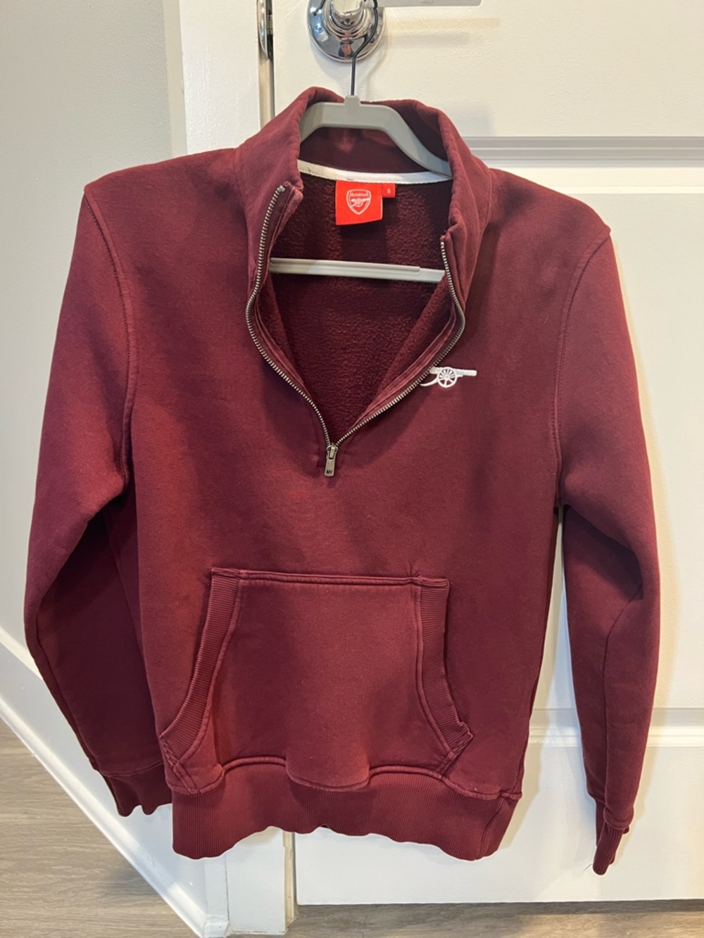 Arsenal Men's Zip-Neck Pullover Sweater in Burgundy